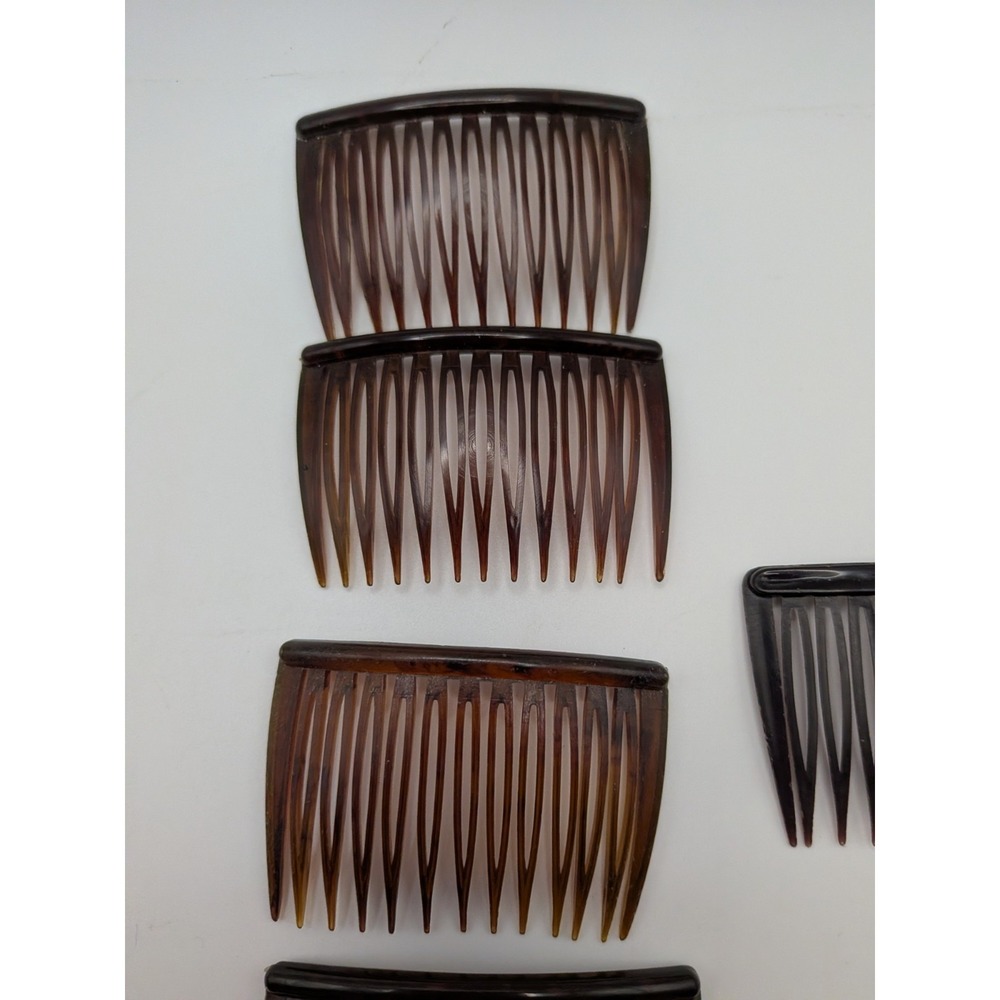 Vintage Goody Mini Hair Combs Side Pin Brown Marble Tortoise 2" USA - Picture 9 of 16